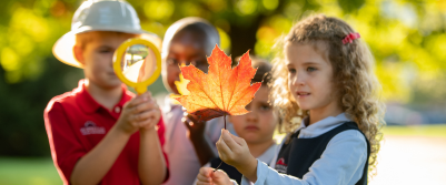 A group of young students playing outside at Dayspring Christian Academy in Mountville, PA.